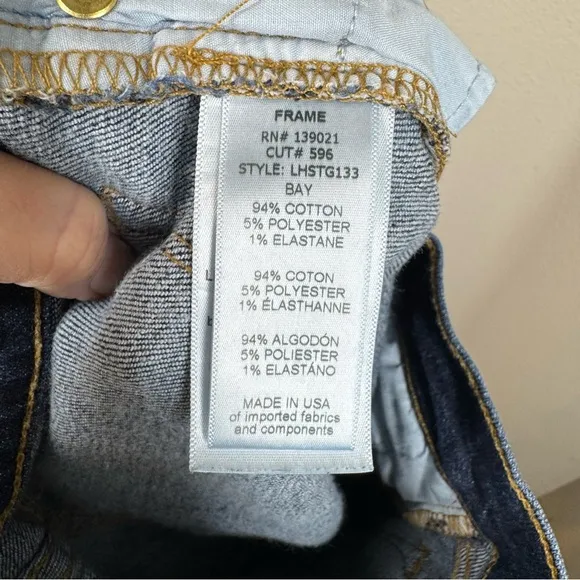 Frame Le High Straight Leg Jeans Dark Wash Denim With Ankle Detail Size 26