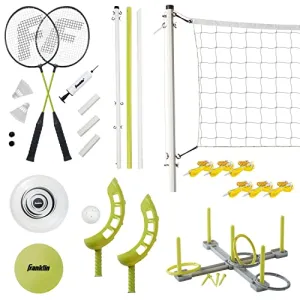 Franklin Sports Fun 5 Combo Set - Badminton - Volleyball - Ring Toss - Flip Toss - Flying Disc