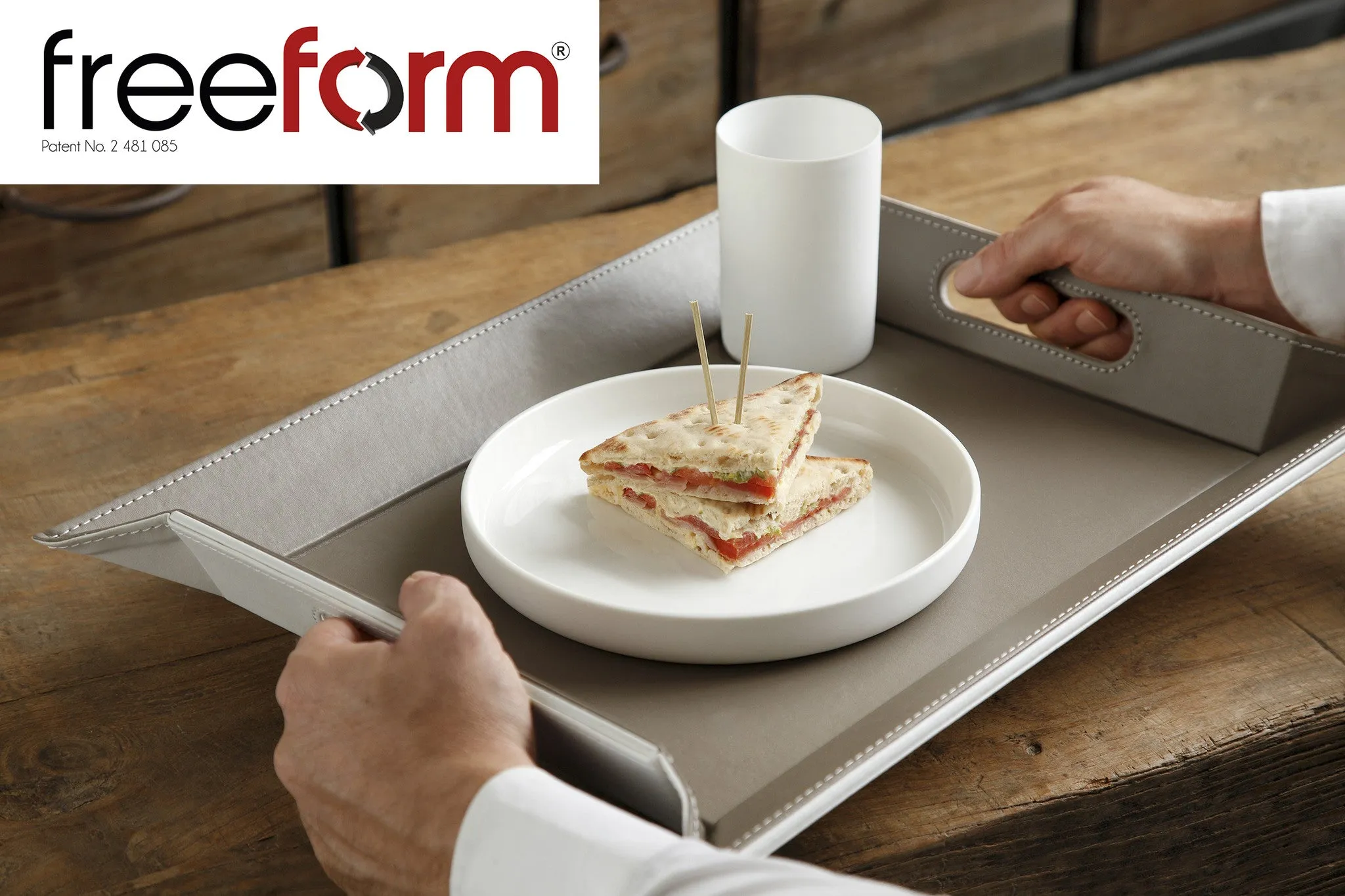 Freeform Tray, Taupe/White, Large