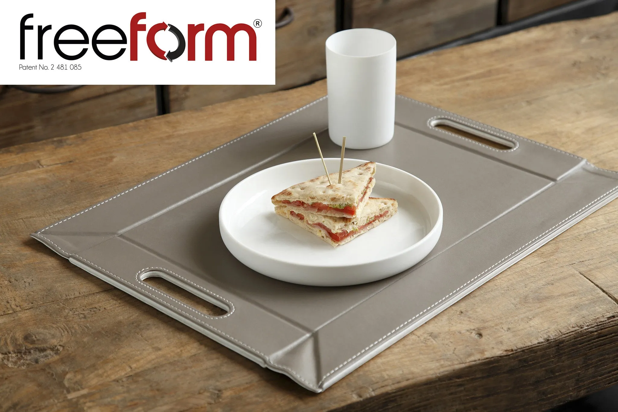 Freeform Tray, Taupe/White, Large