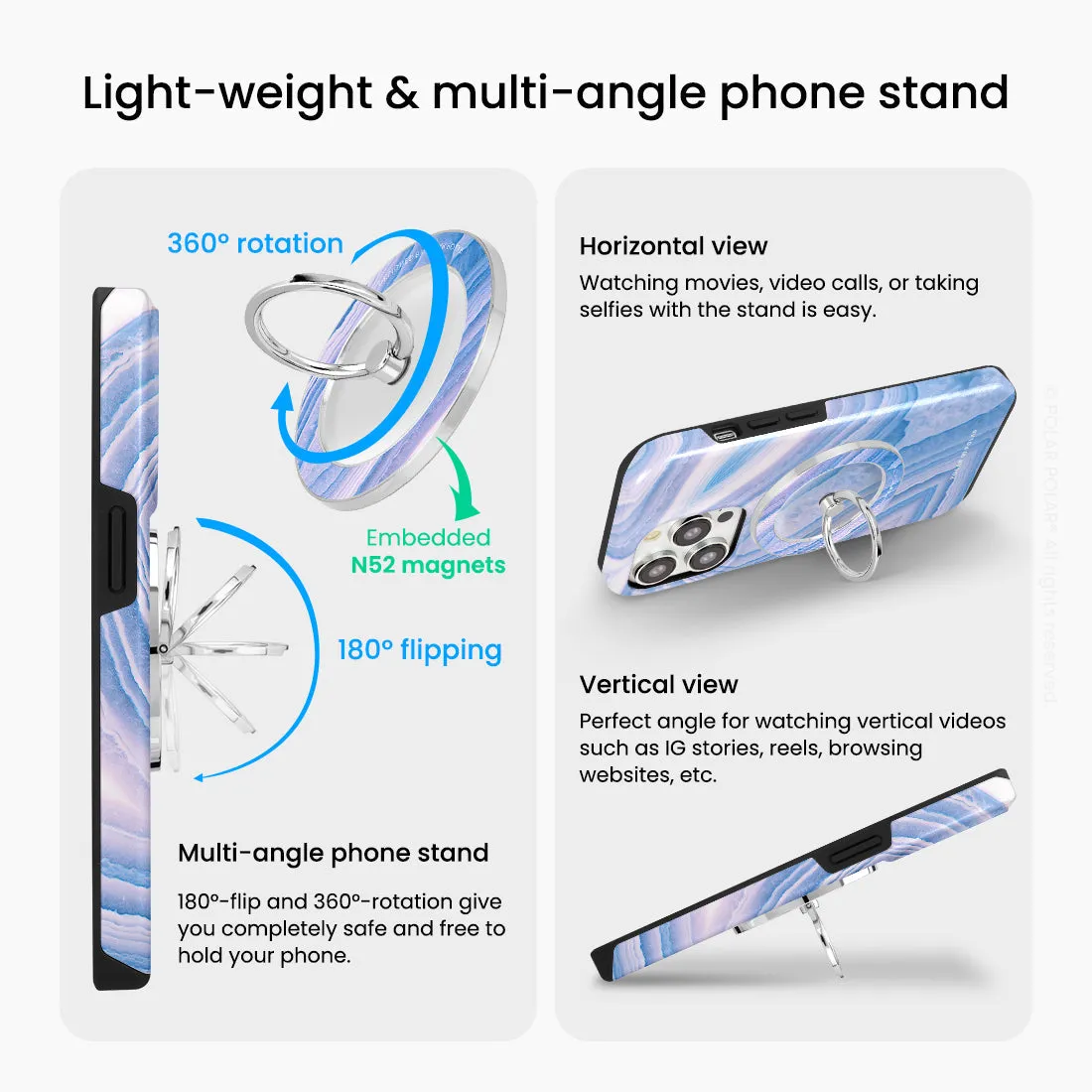 Frozen River - Silver MagSafe Phone Grip and Ring Holder Stand