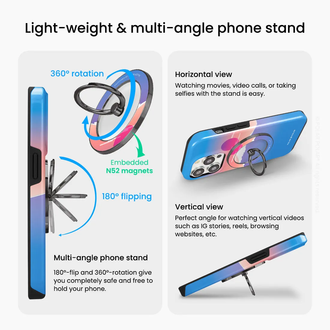 Fujisan Blue - Black MagSafe Phone Grip and Ring Holder Stand