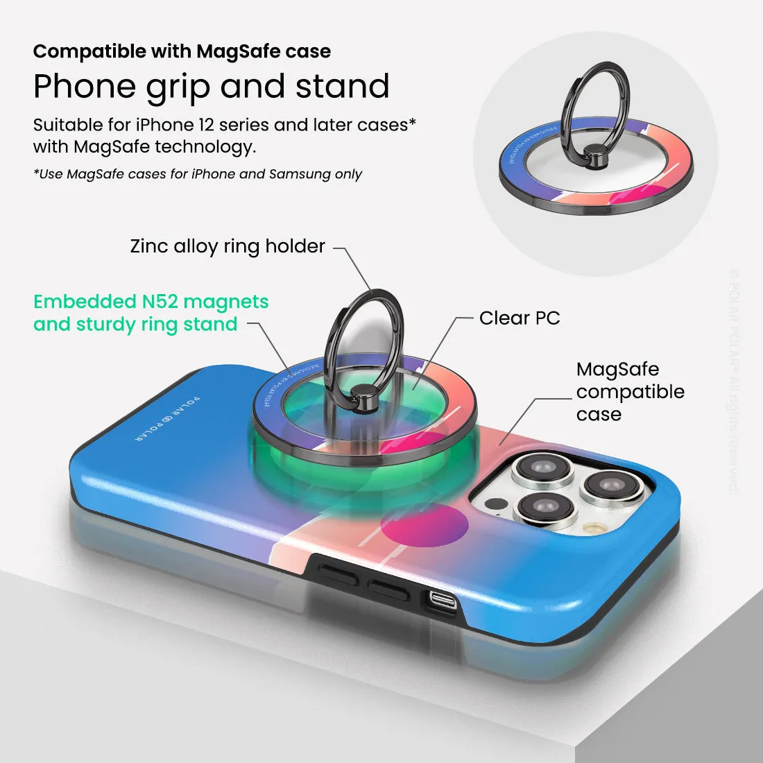 Fujisan Blue - Black MagSafe Phone Grip and Ring Holder Stand