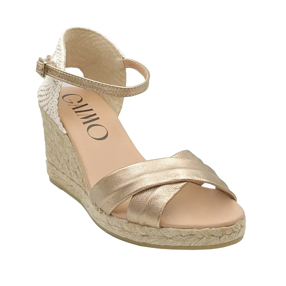 GARRY Rose Gold leather espadrilles