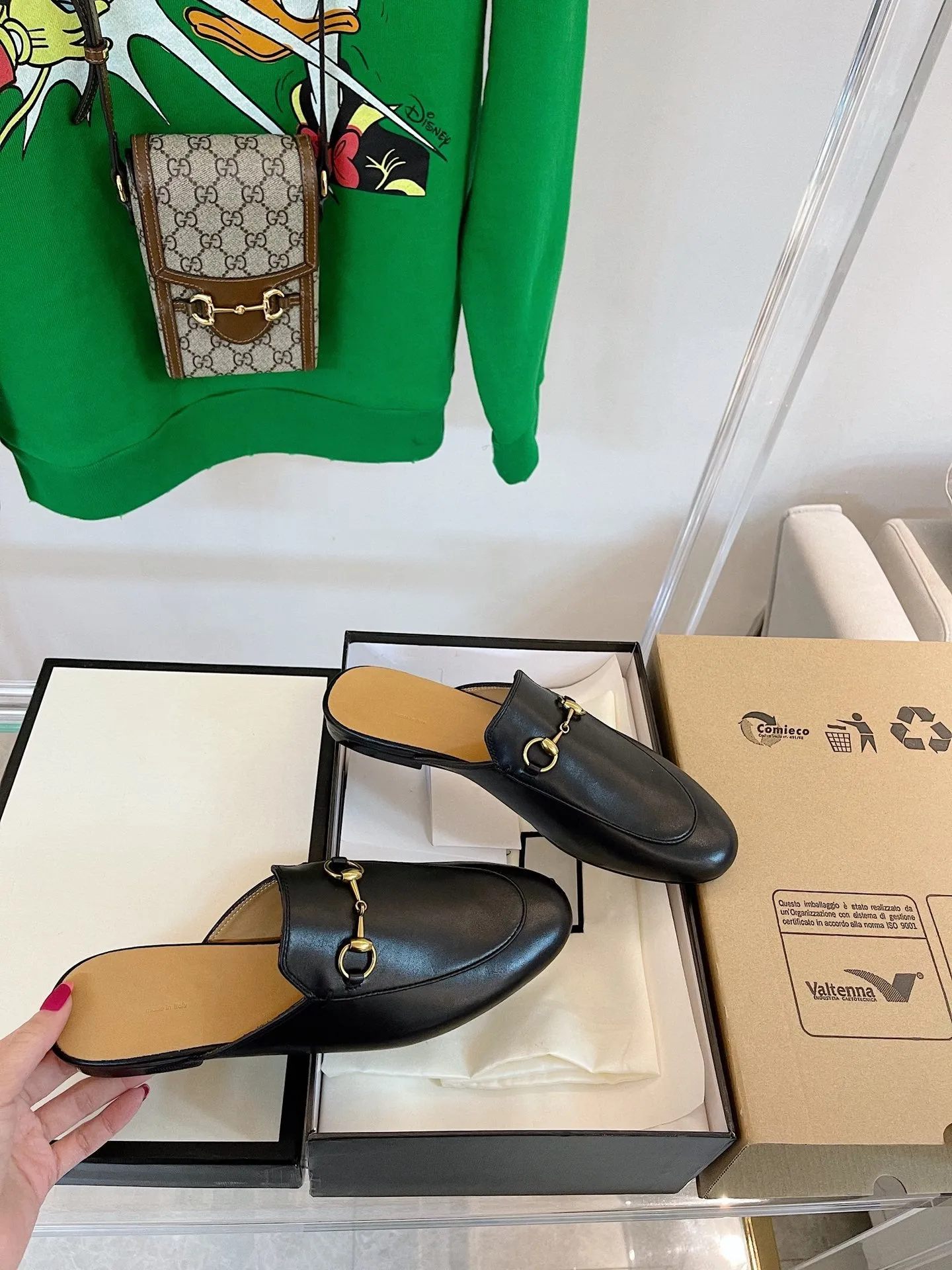 GG SLIPPER MULES BLACK