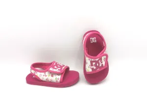 GIRL SIZE 6 TODDLER - DC, Pink Floral Velcro Sandals EUC B59