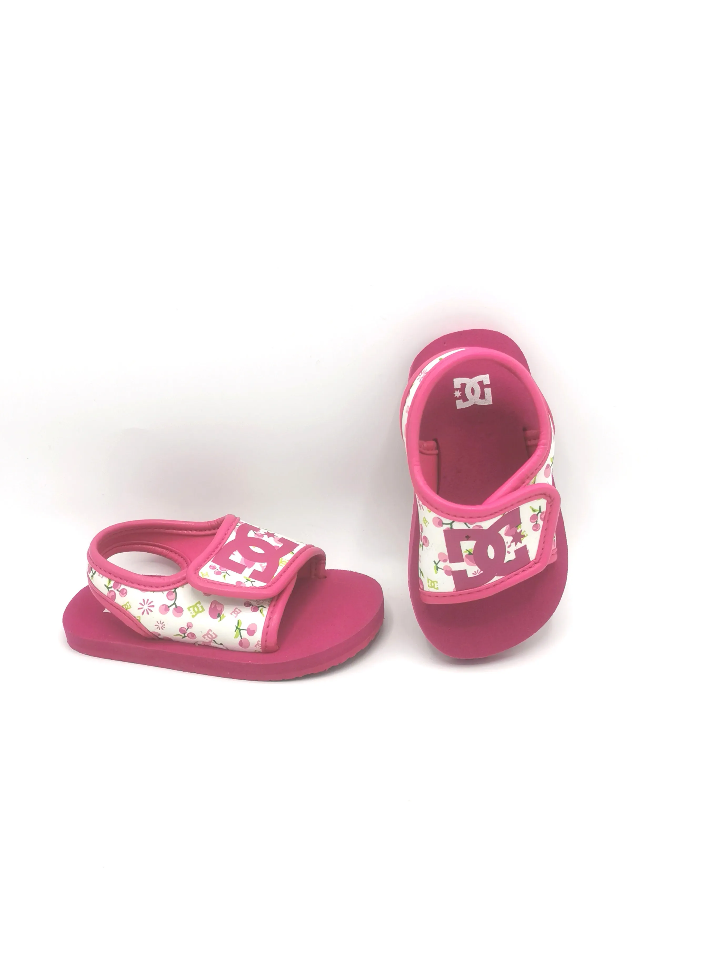 GIRL SIZE 6 TODDLER - DC, Pink Floral Velcro Sandals EUC B59