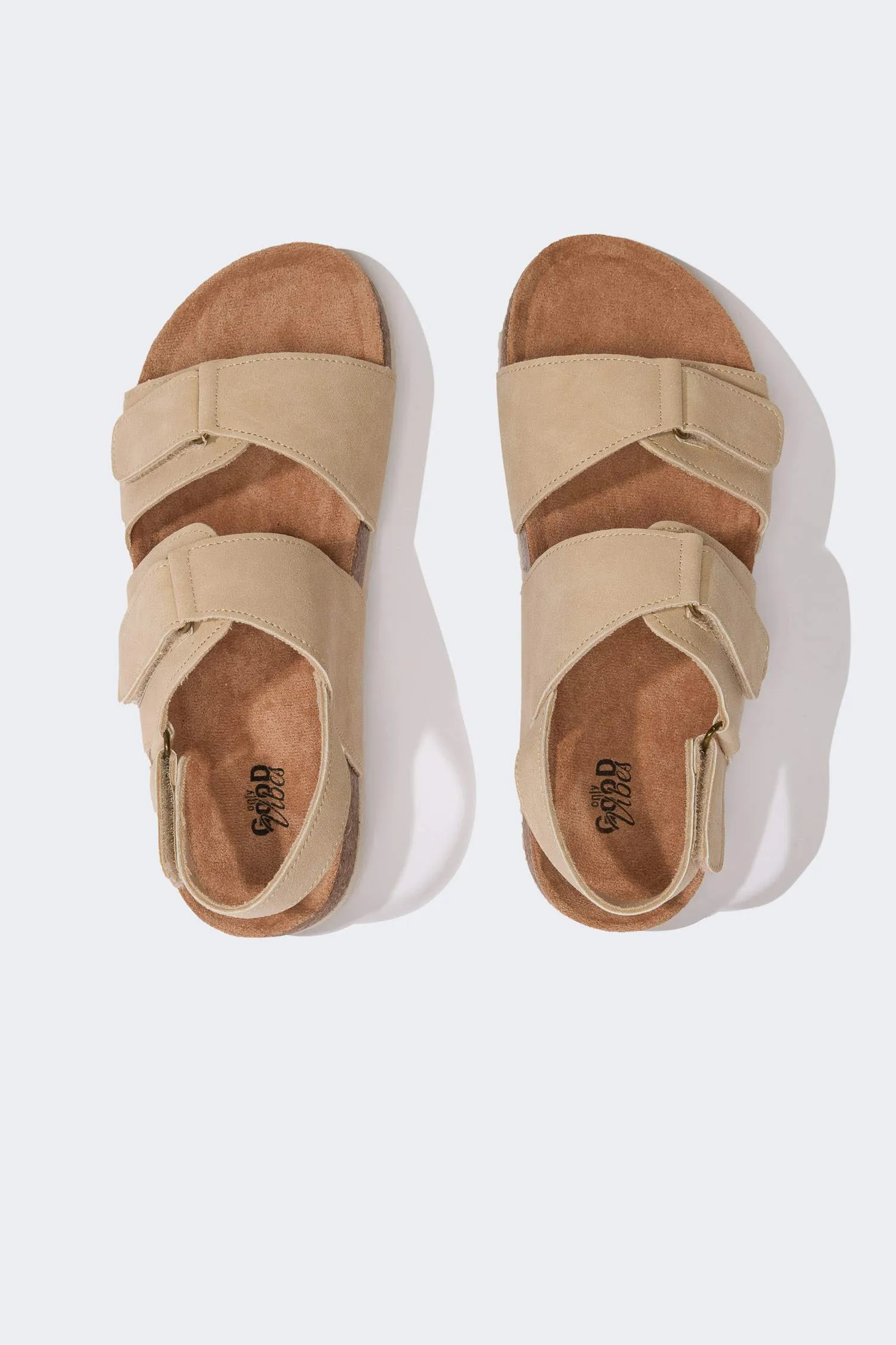 Girl Velcro Flat Sole Faux Leather Sandals