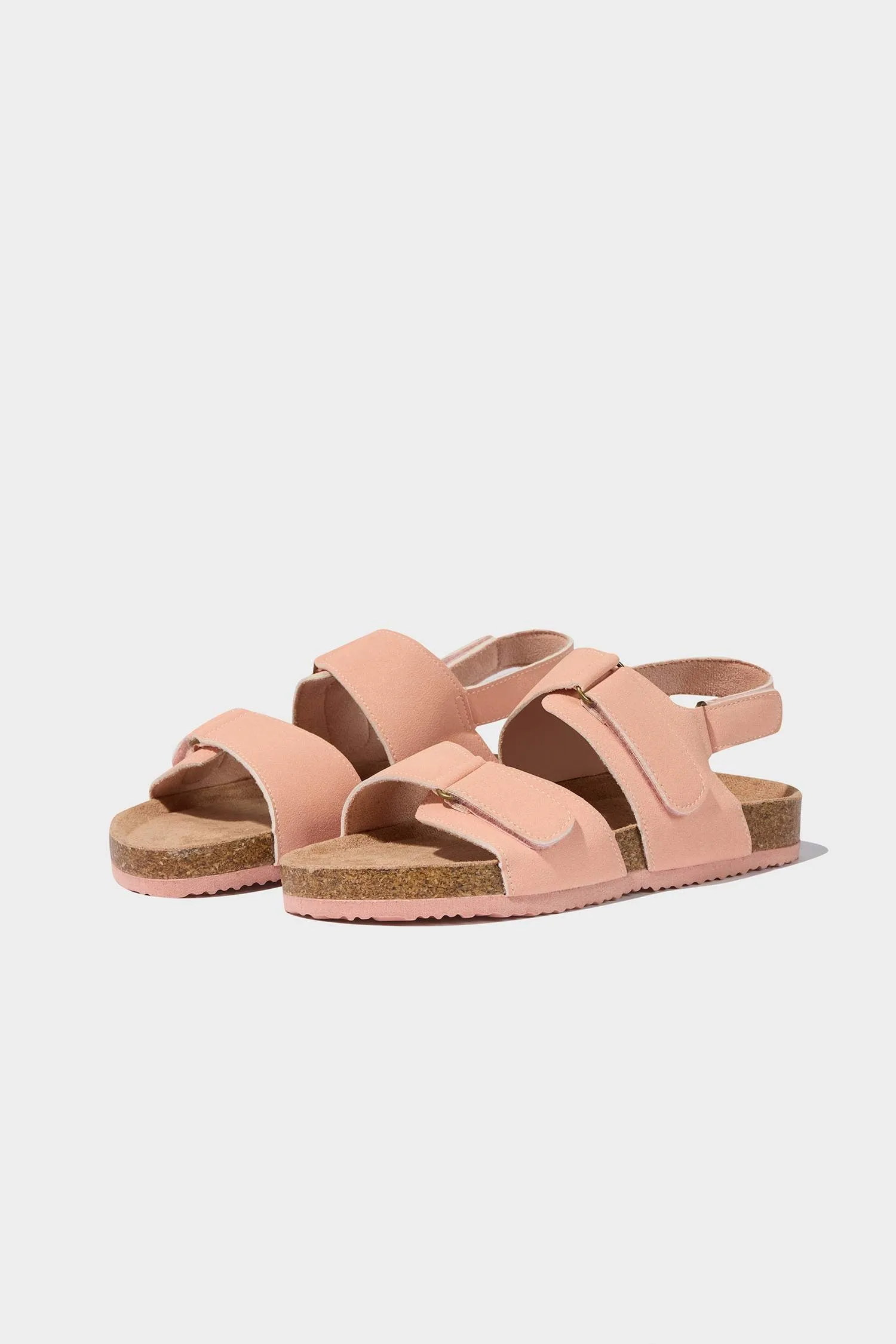 Girl Velcro Flat Sole Faux Leather Sandals