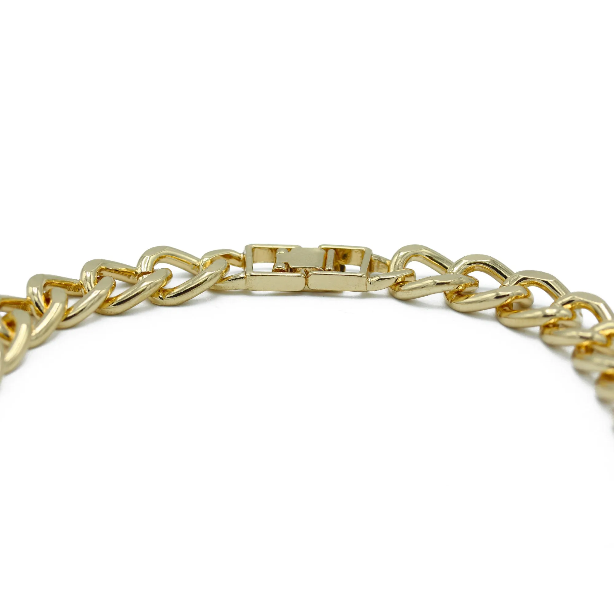 Gold Flat Curb Chain Necklace #HNN90530-1GD (SHE1)