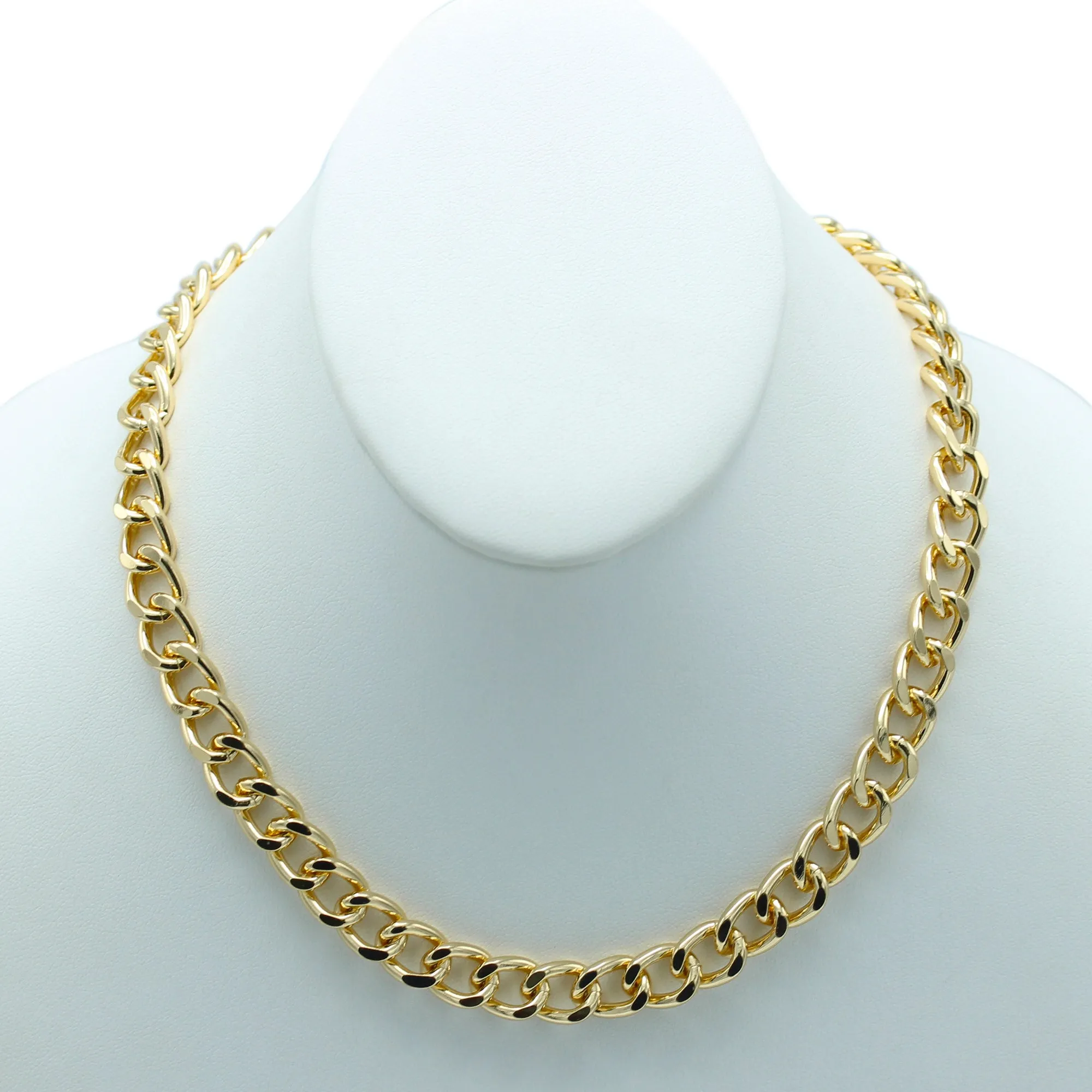 Gold Flat Curb Chain Necklace #HNN90530-1GD (SHE1)