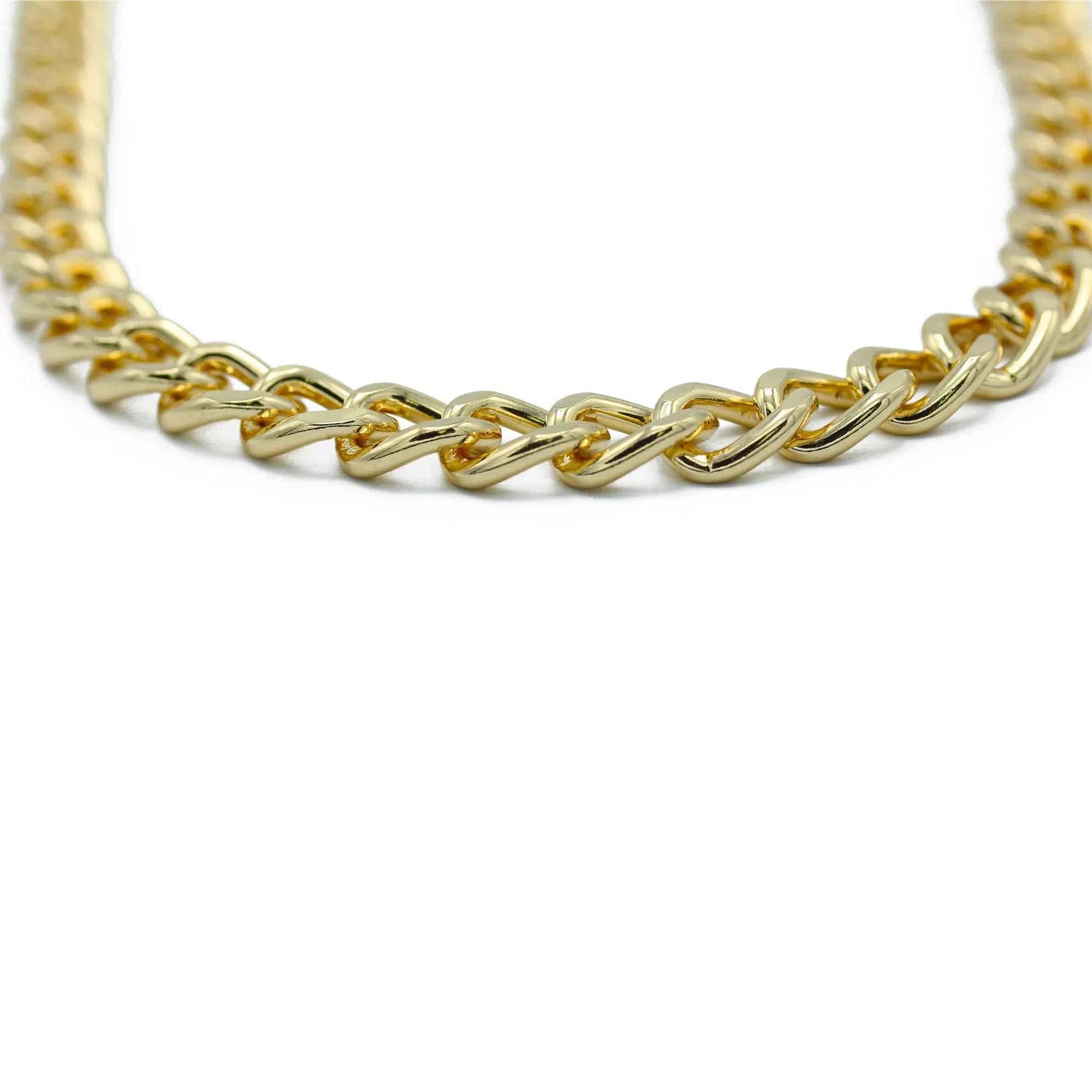 Gold Flat Curb Chain Necklace #HNN90530-1GD (SHE1)