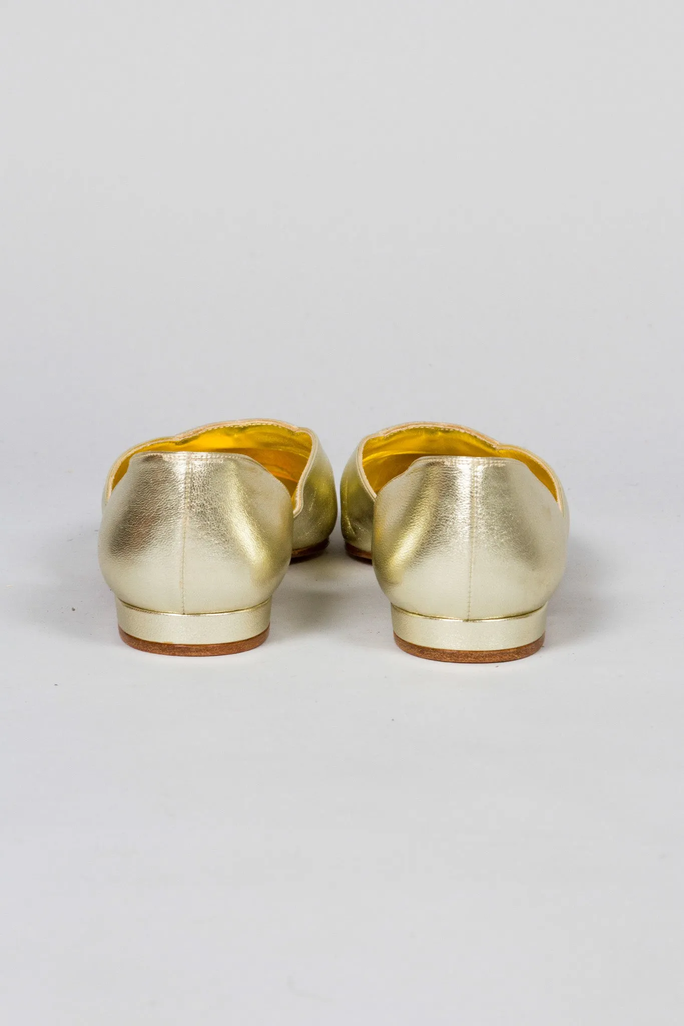 Gold Lamé Logo Flats