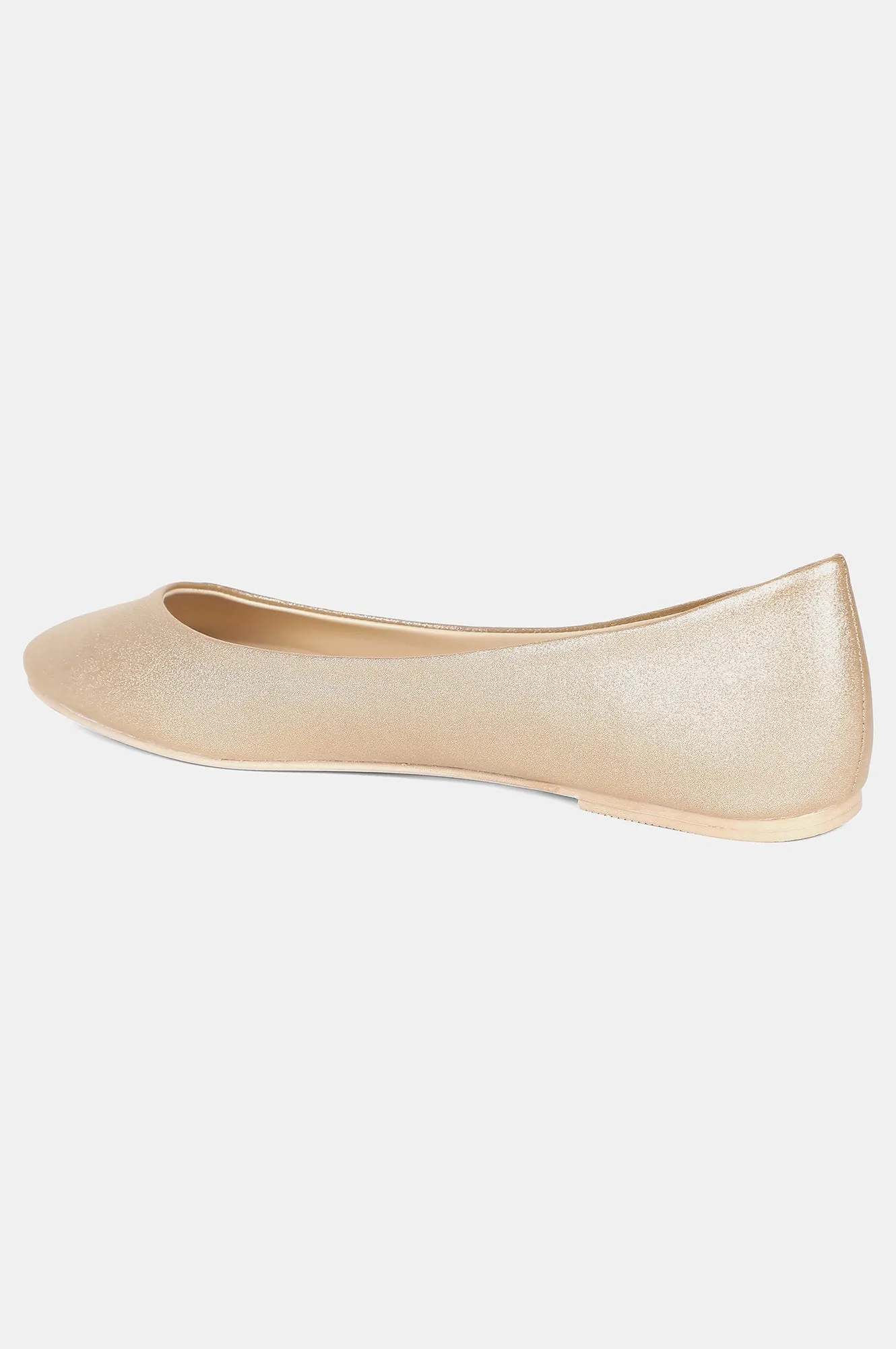 Gold Round Toe Textured Flat - ZLessie