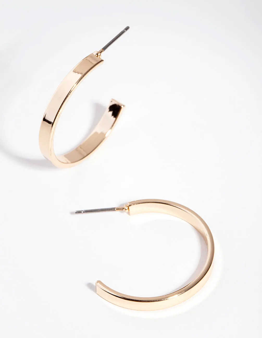 Gold Thick Flat Hoop Earrings