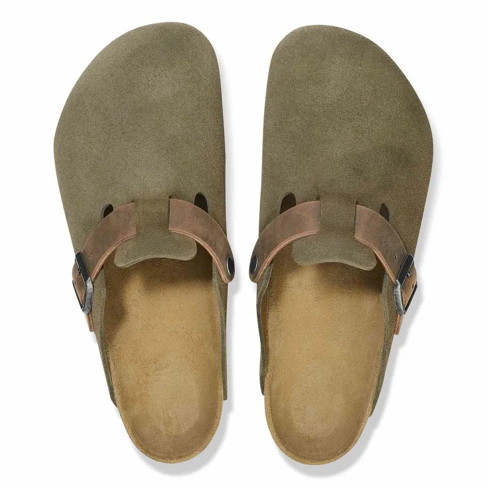 Green Suede Pedestal Platforms Clogs - Clogs