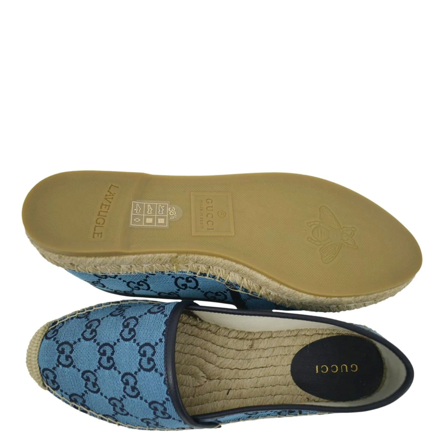 GUCCI Espadrilles GG Canvas Shoes Blue 663674 Size 38.5