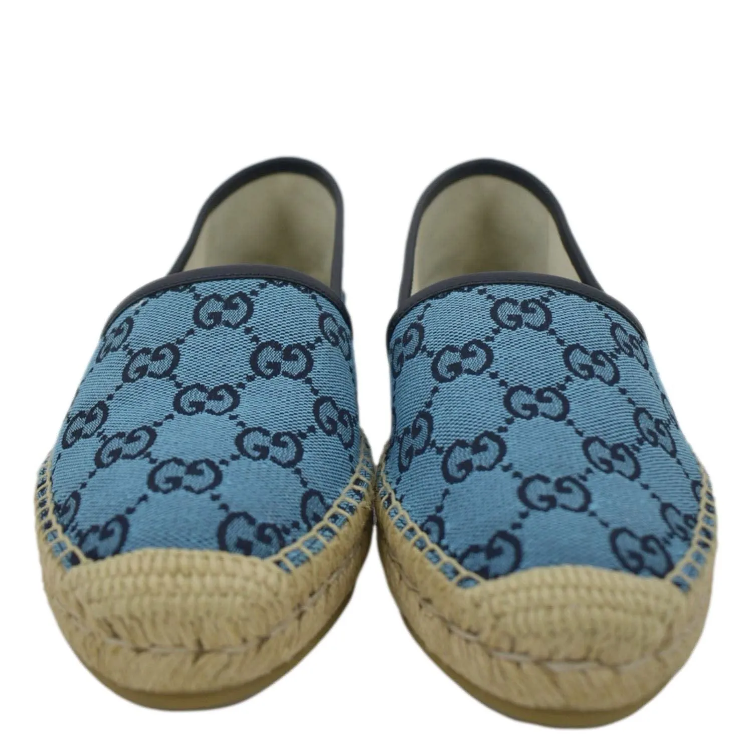GUCCI Espadrilles GG Canvas Shoes Blue 663674 Size 38.5
