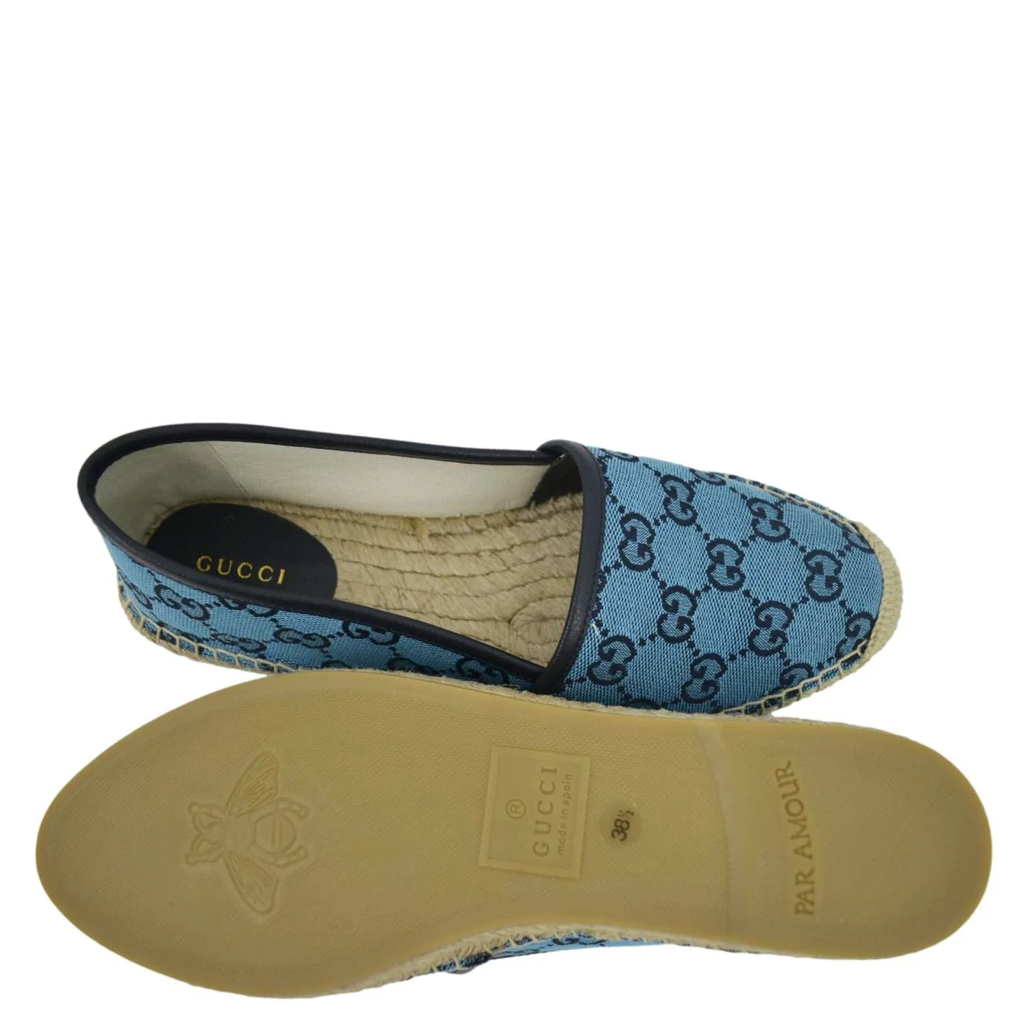 GUCCI Espadrilles GG Canvas Shoes Blue 663674 Size 38.5