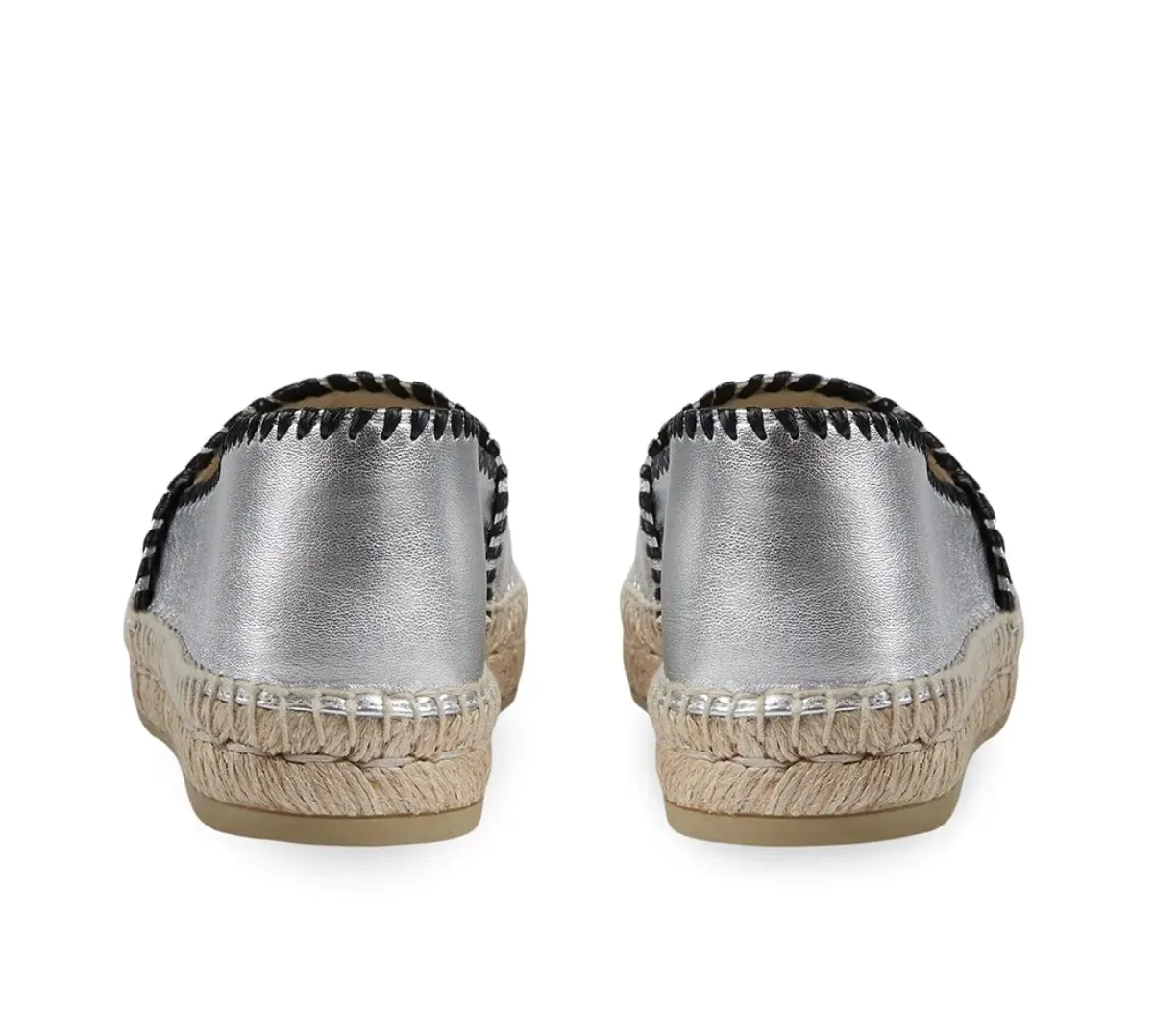 Gucci GG Embroidered Leather Espadrilles in Silver
