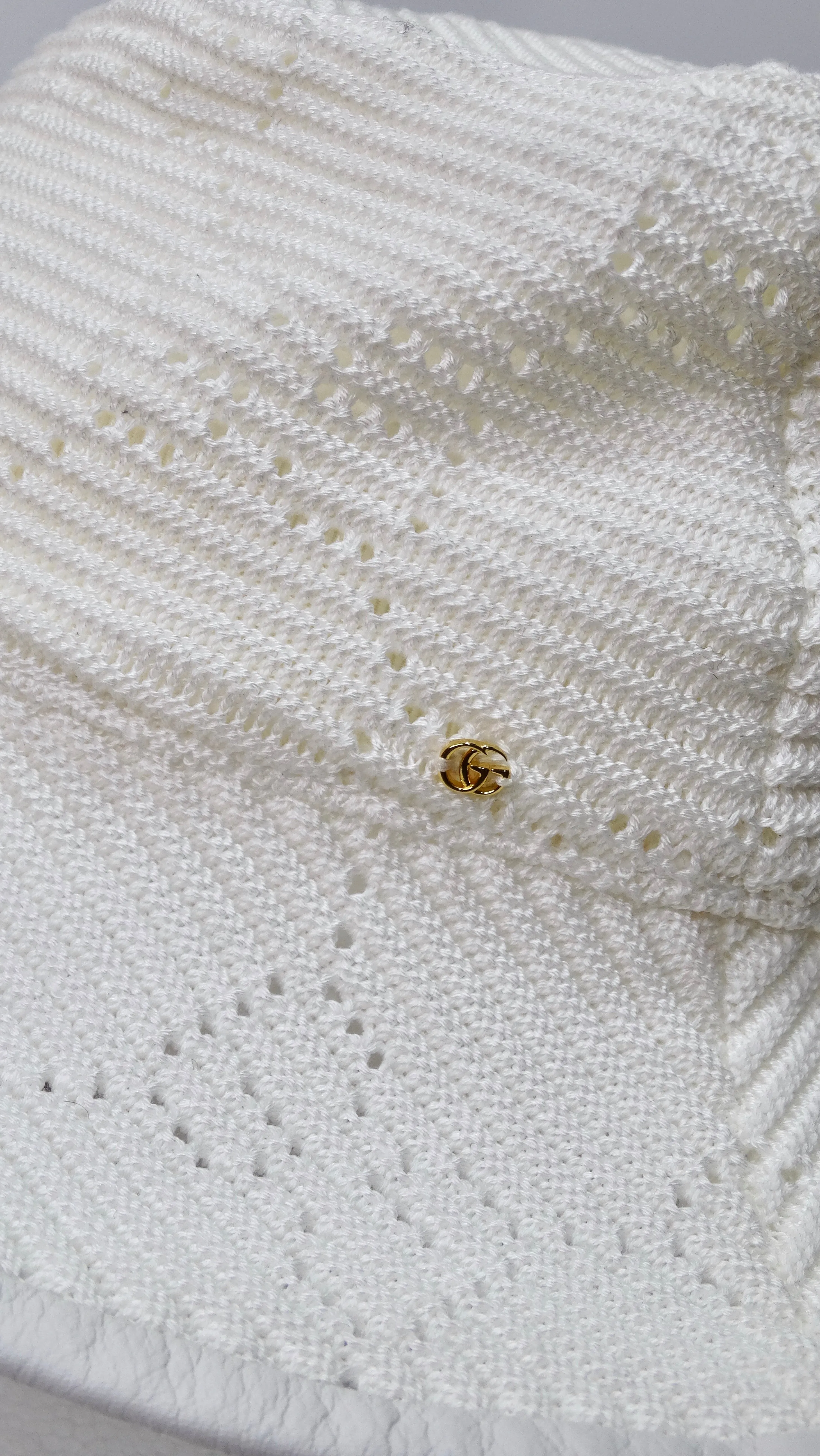 Gucci White GG Knitted Bucket Hat