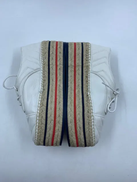 Gucci White Leather Quilted Platform Size 37.5 Espadrilles