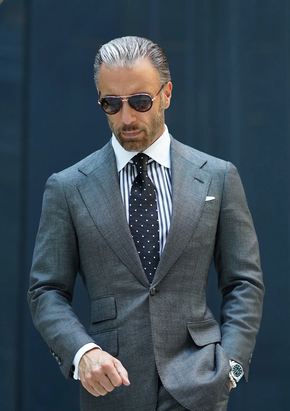 Gunmetal Grey Tick Weave Suit