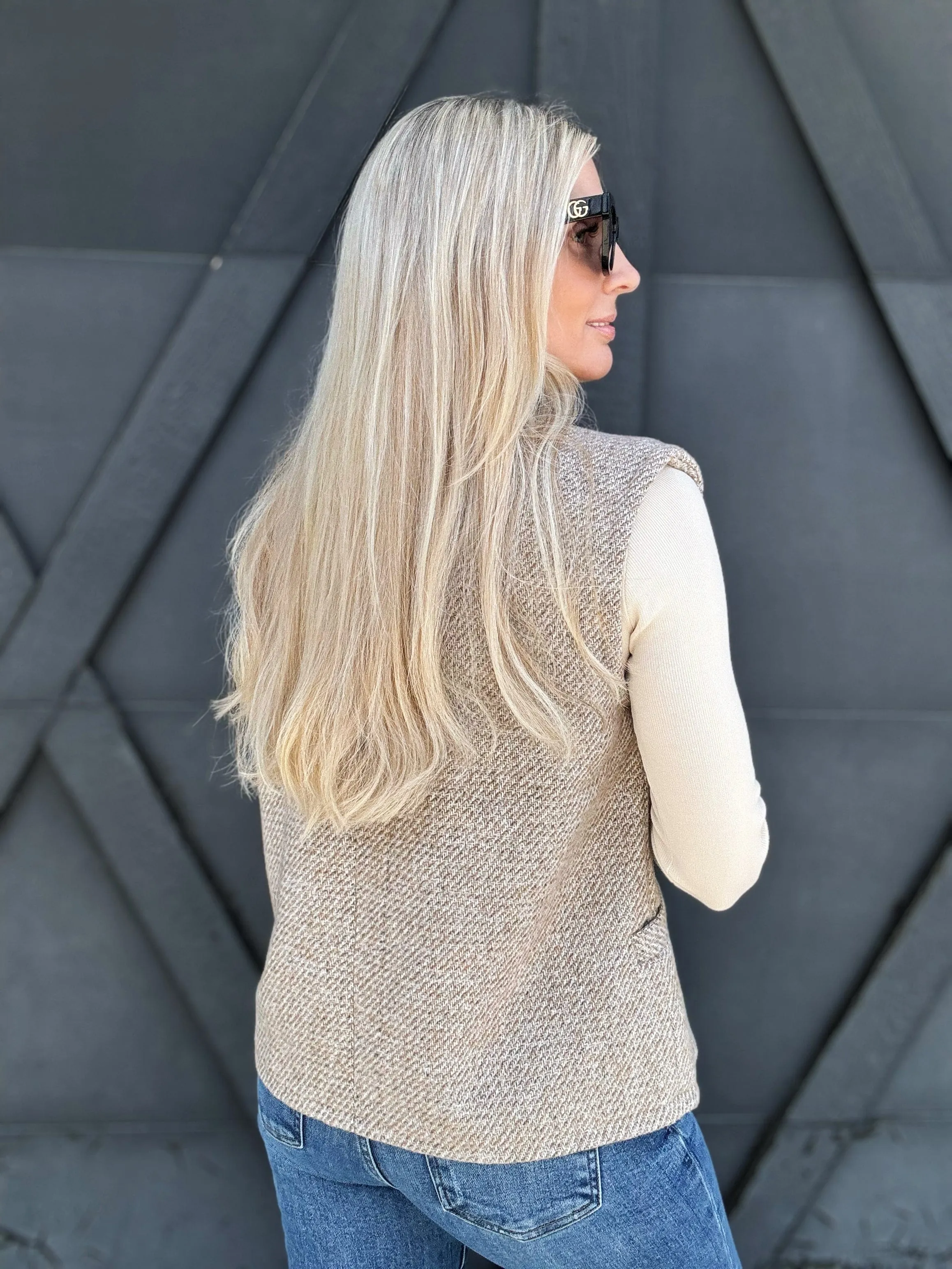 Habitual Brushed Twill Vest In Oatmeal