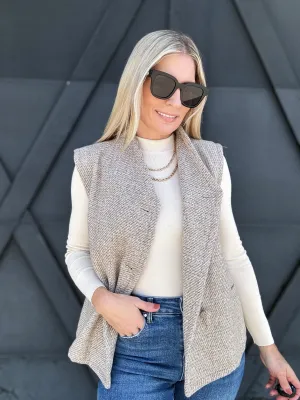 Habitual Brushed Twill Vest In Oatmeal