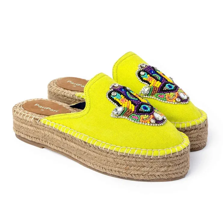 Hamsa Green Espadrilles Platform