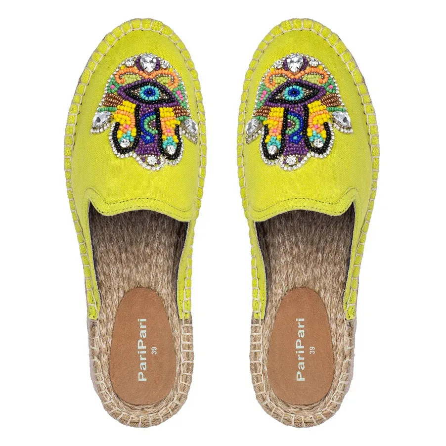 Hamsa Green Espadrilles Platform