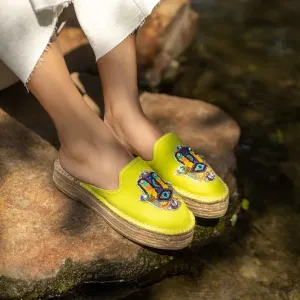 Hamsa Green Espadrilles Platform