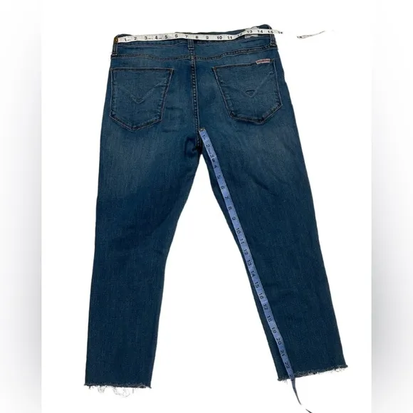 Hudson Natalie Mid-Rise Skinny Ankle Jeans | Med Blue Wash | Raw Hem | Size 30