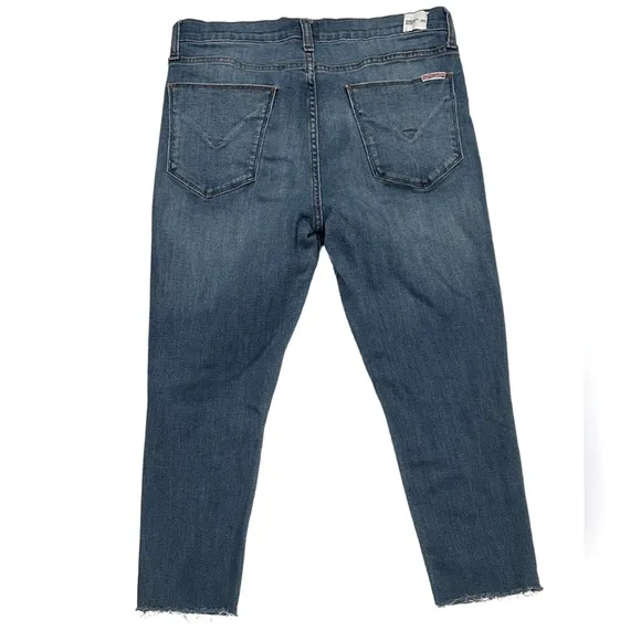 Hudson Natalie Mid-Rise Skinny Ankle Jeans | Med Blue Wash | Raw Hem | Size 30