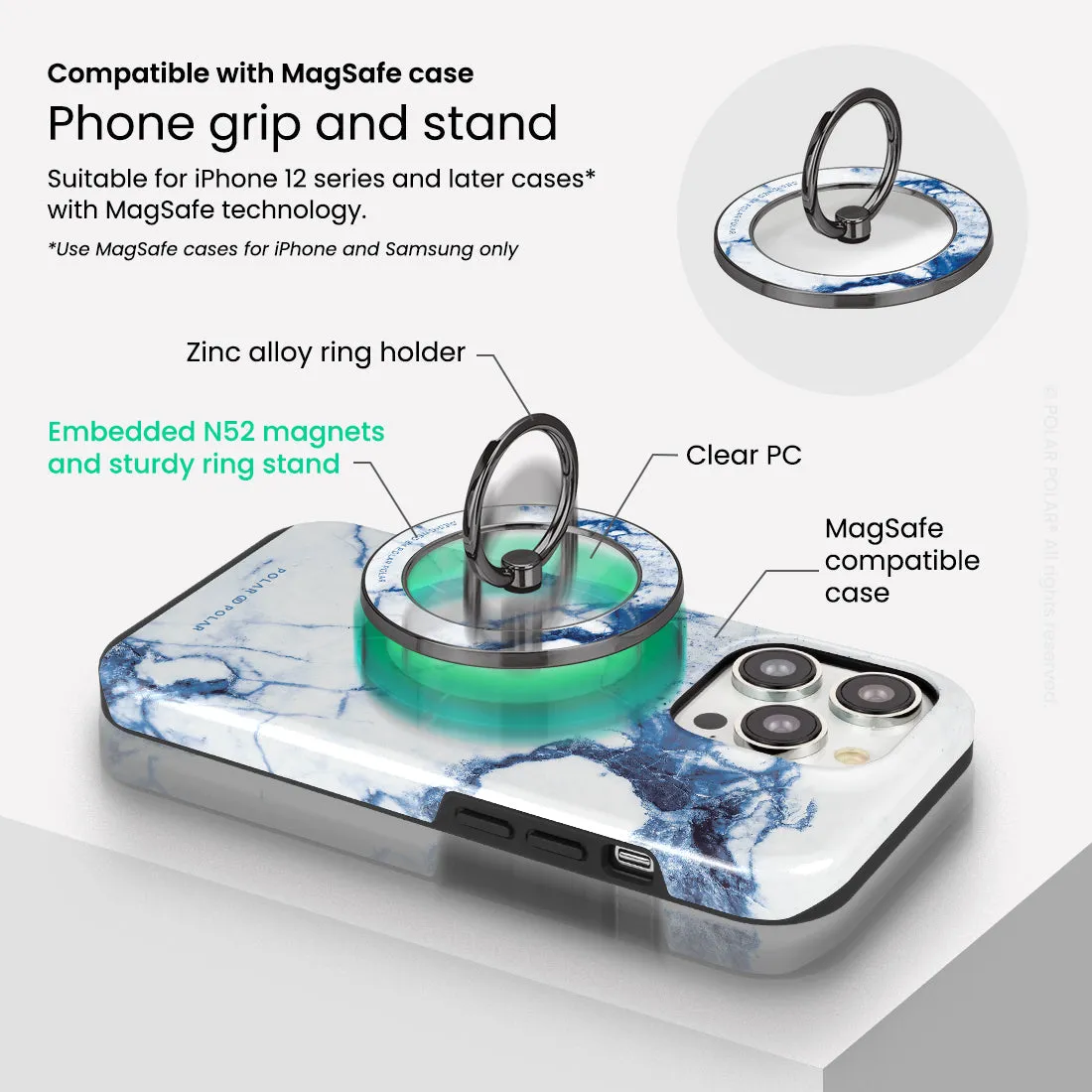 Indigo Vase - Black MagSafe Phone Grip and Ring Holder Stand