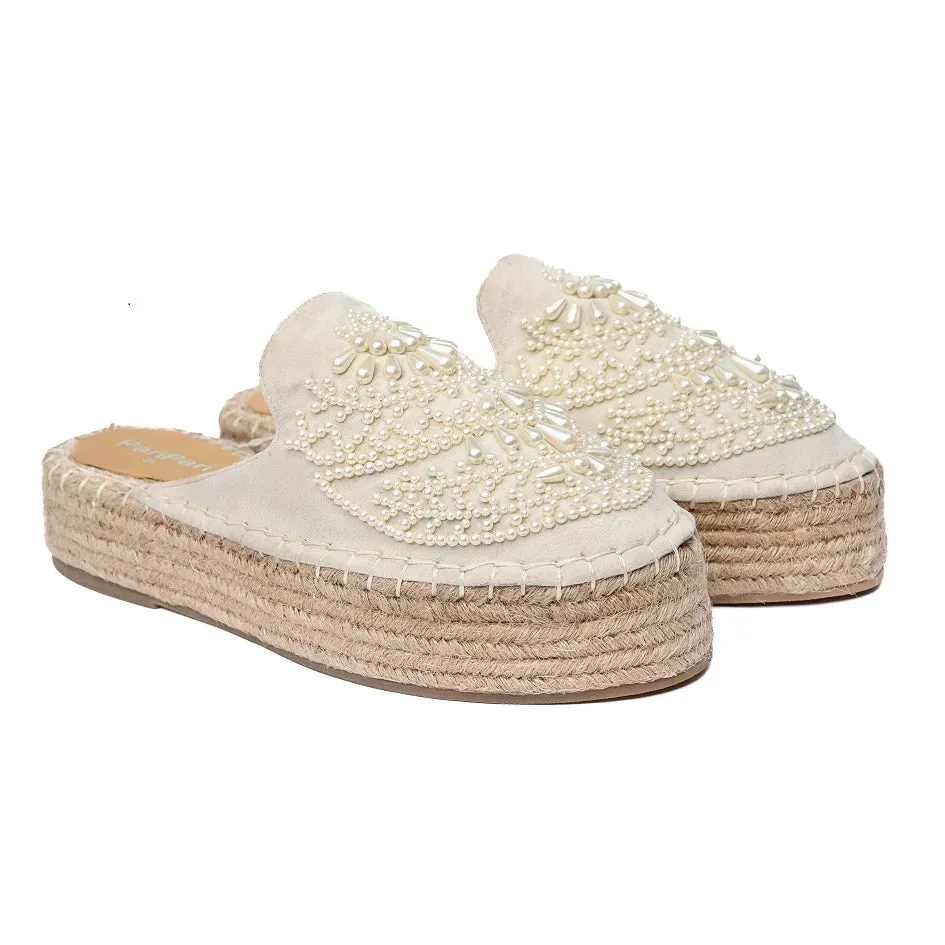 Iris Cream Espadrilles Platform