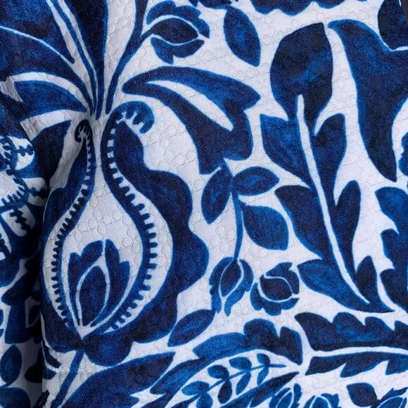 Jessica London Tulip Sleeve Jacket Blue White Floral 14W