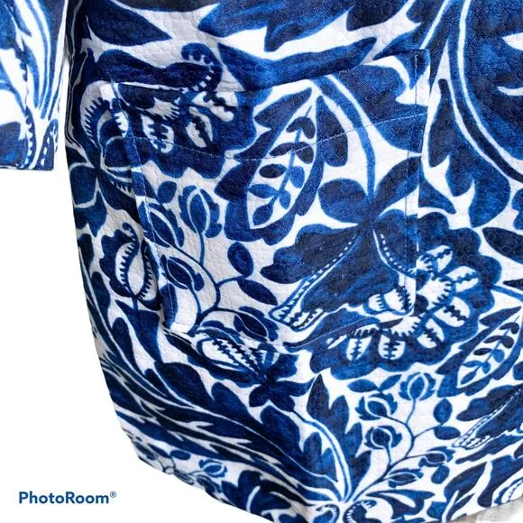 Jessica London Tulip Sleeve Jacket Blue White Floral 14W