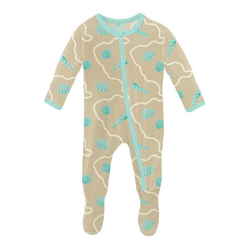 KicKee Pants Footie with Zipper - Burlap Shells