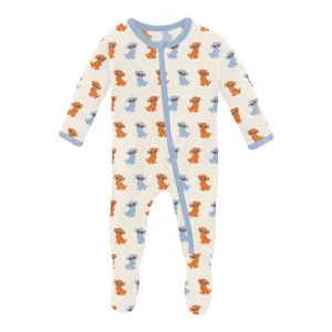 KicKee Pants Footie with Zipper - Natural Beach Pup