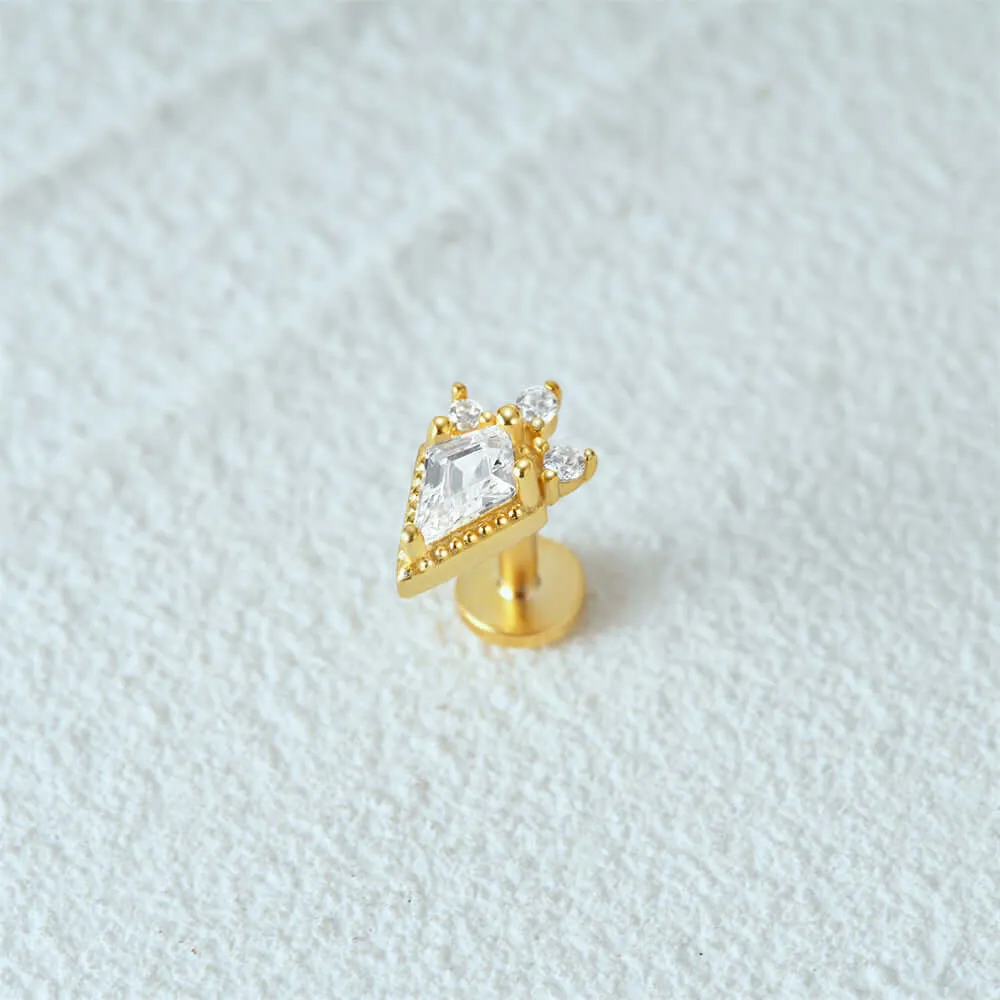 Kite Cut Crystal CZ Diamond Flat Back Earrings
