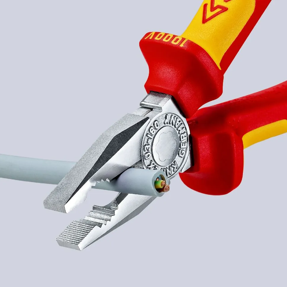KNIPEX Combination Pliers 180mm VDE Chrome Multi Component Grips 03 06 180 SB