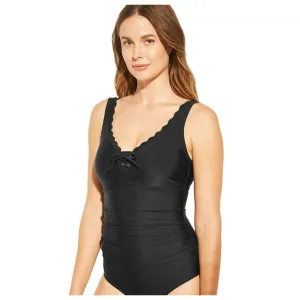 Kona Sol Women's Lace Up Scallop One Piece Swimsuit