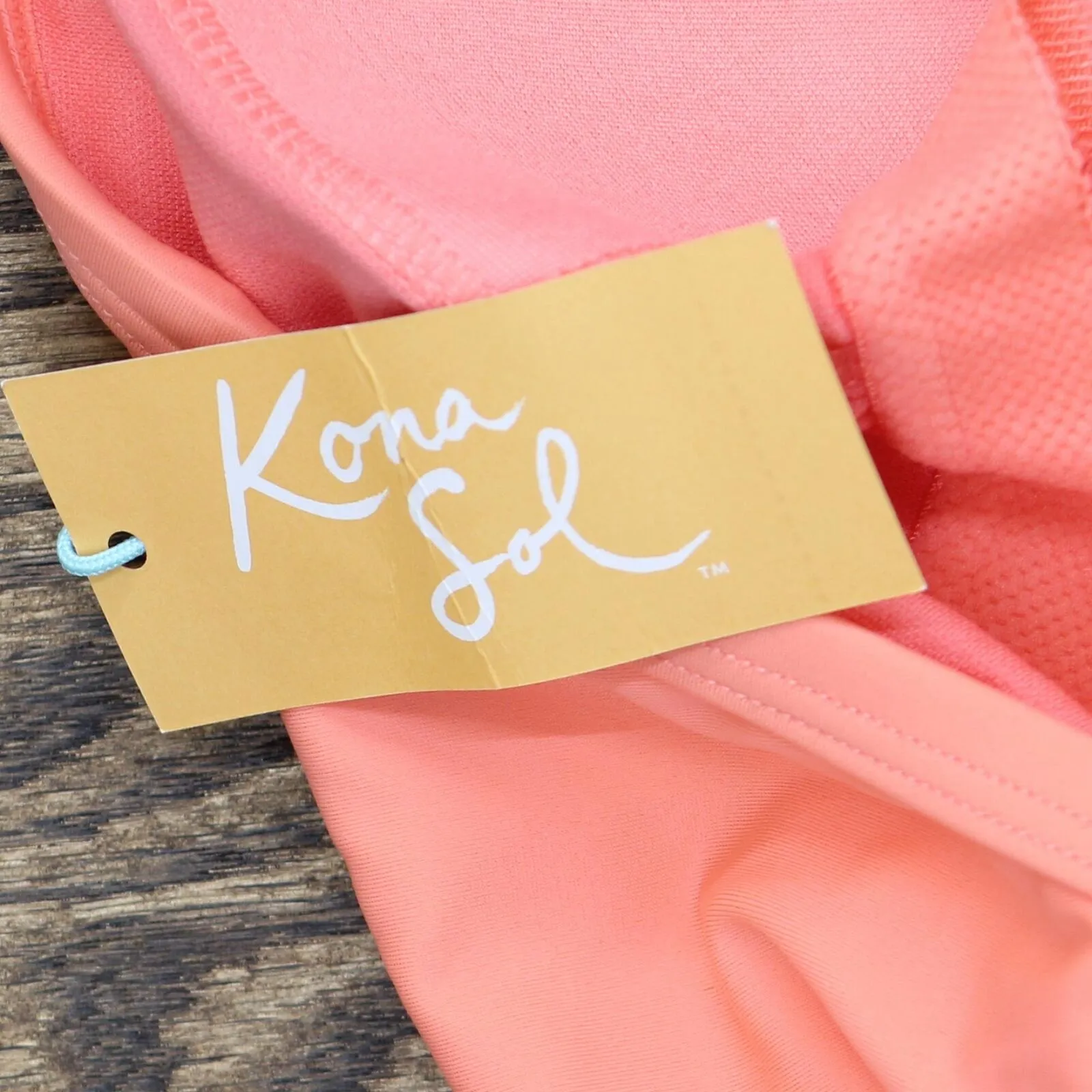 Kona Sol Women's Plus Size V-Neck High Leg One Piece Swimsuit Peach 14W