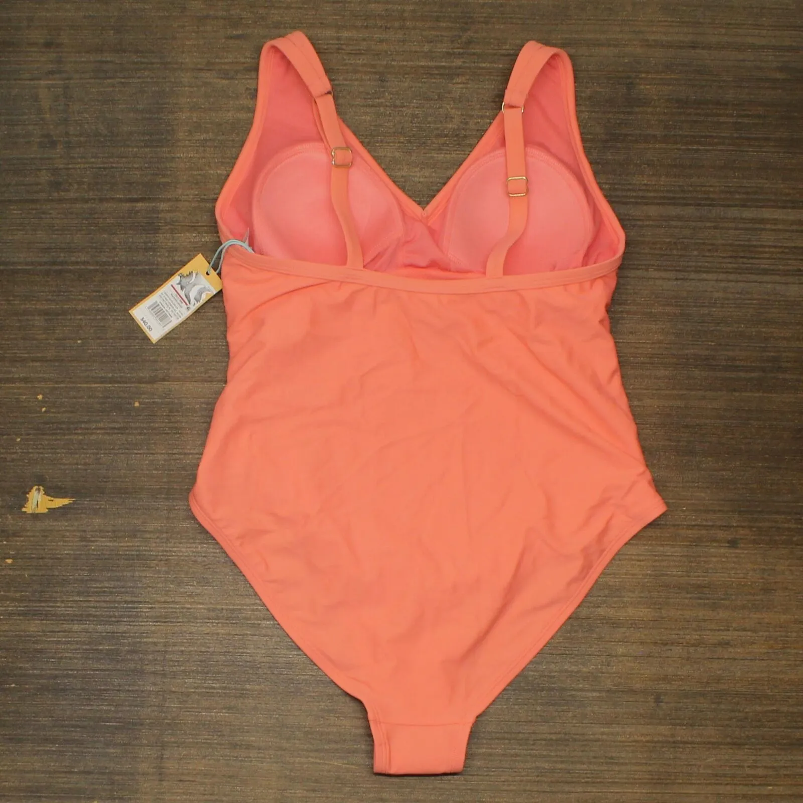 Kona Sol Women's Plus Size V-Neck High Leg One Piece Swimsuit Peach 14W