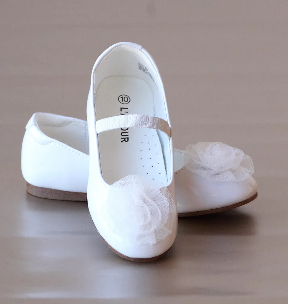 L'Amour Girls Organza Rose Flats