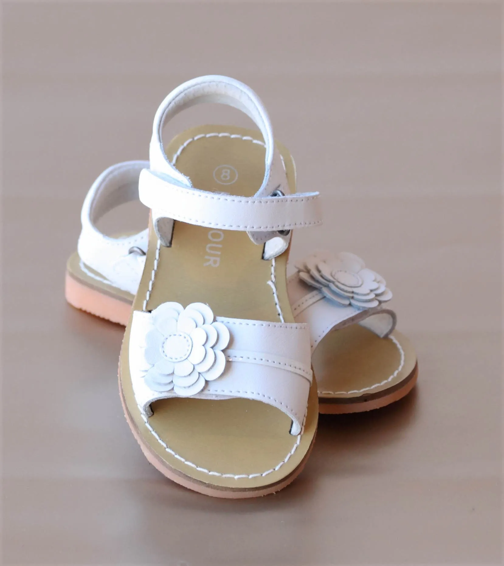 L'Amour Girls Three Layer Petal Flower Sandal