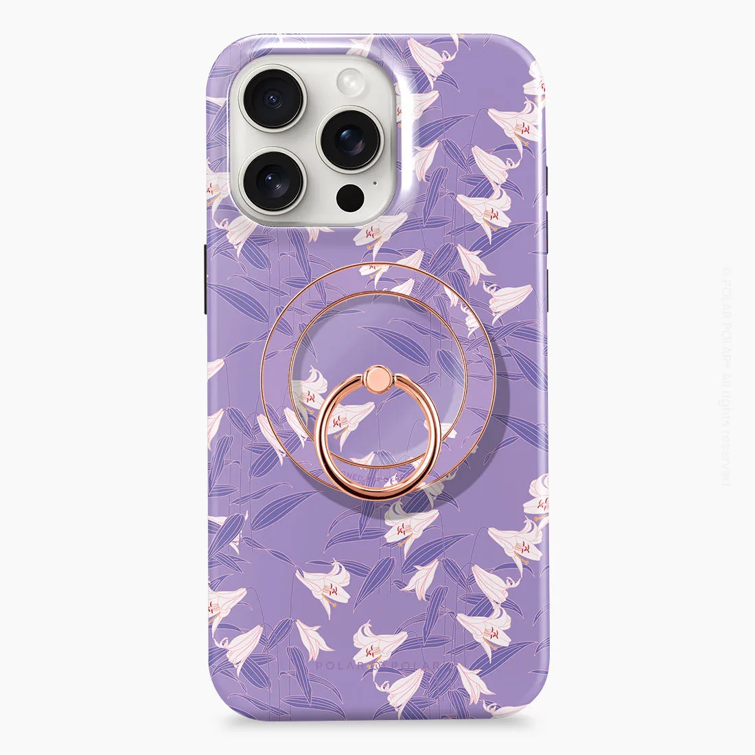Lavender Lily - Rose Gold MagSafe Phone Grip and Ring Holder Stand
