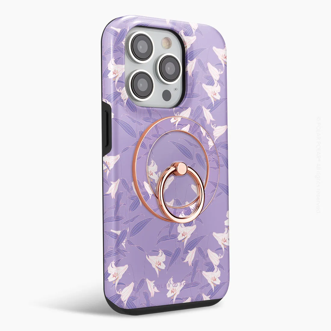 Lavender Lily - Rose Gold MagSafe Phone Grip and Ring Holder Stand