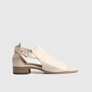Leather Comfort Block Heel Sandal White 8821